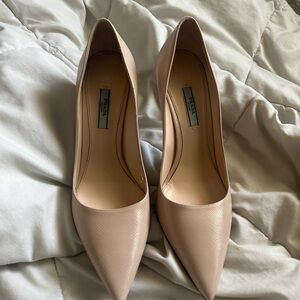 Prada Cream Heels Classic Pointed-Toe Pumps